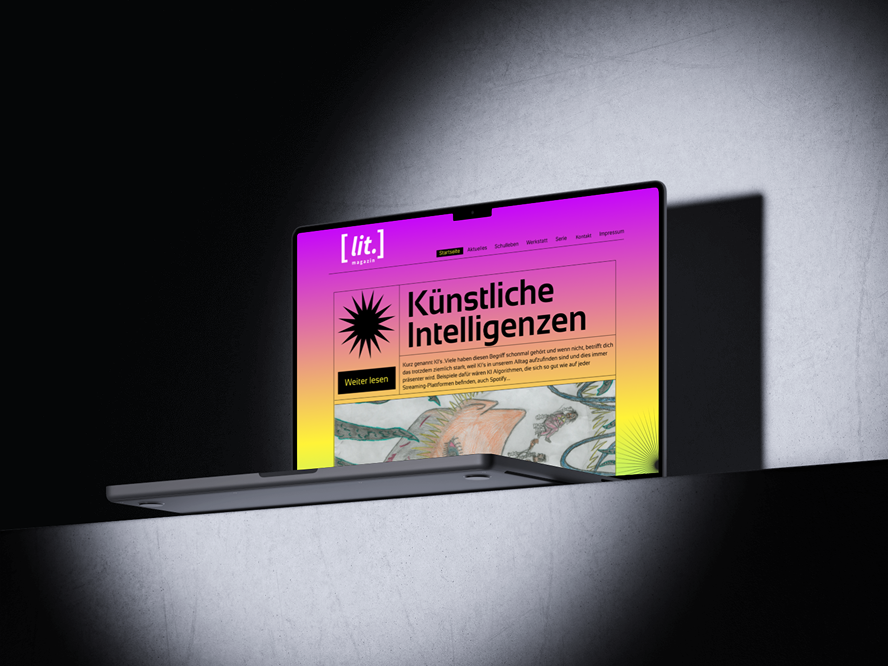 lit. magazin Responsive Webdesign auf MacBook Pro mit KI-Artikel