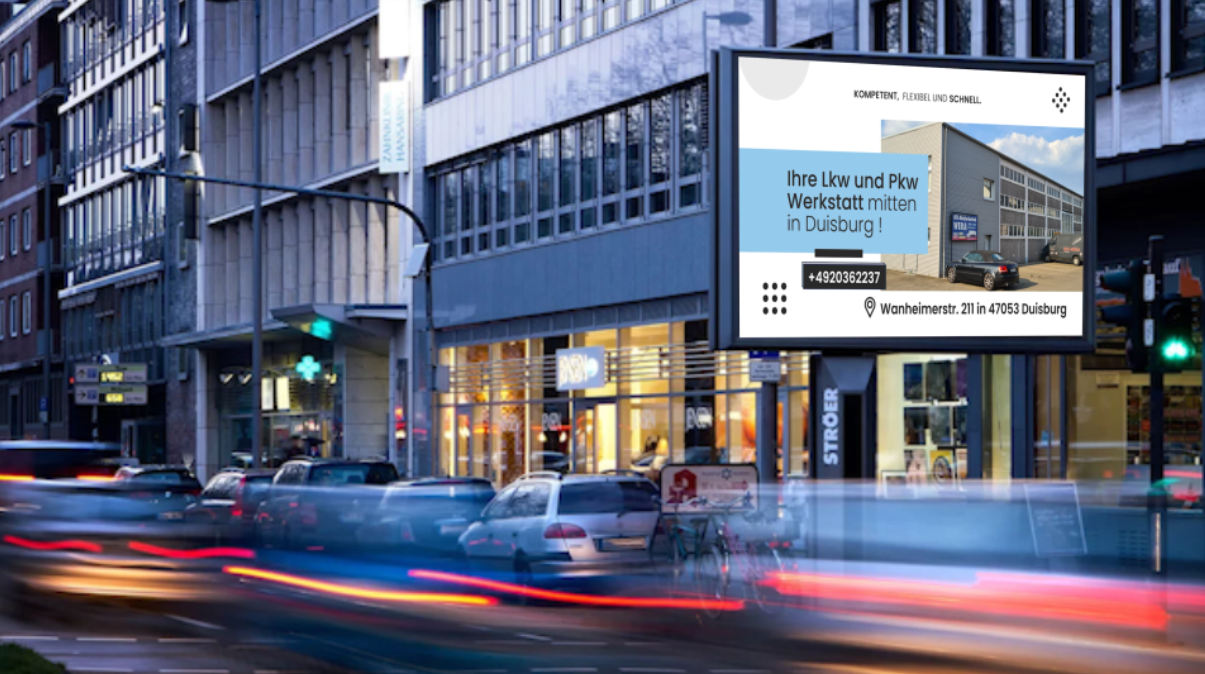 LKW und PKW Werkstatt Duisburg Digitale Stroer DOOH Billboard Werbung