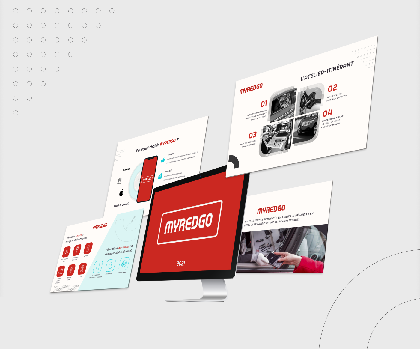 MyRedgo Corporate Identity und Brand Presentation Design auf Desktop Mockup