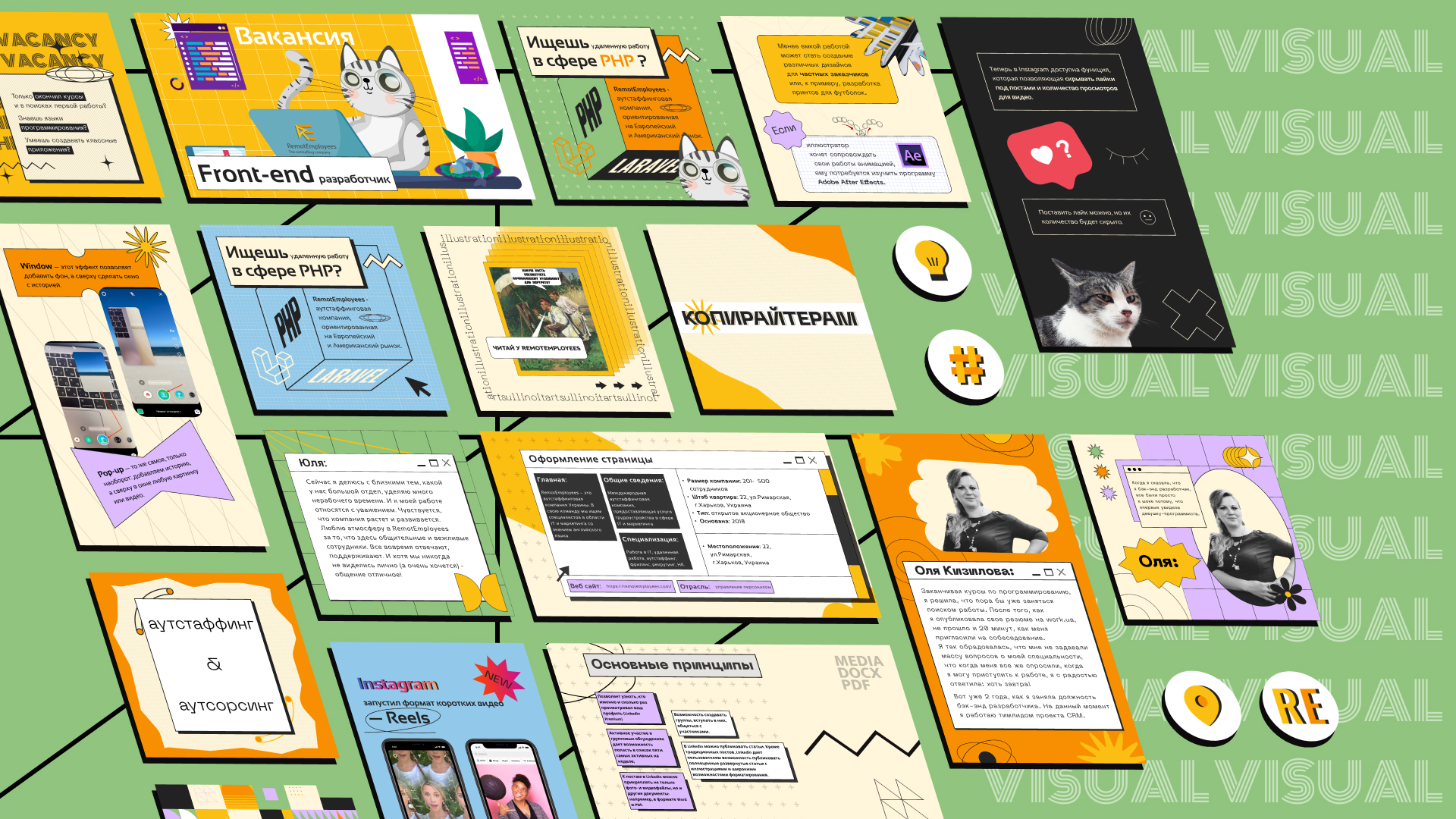 RemoteEmployees Social Media Design Portfolio Collage fuer Stellenausschreibungen