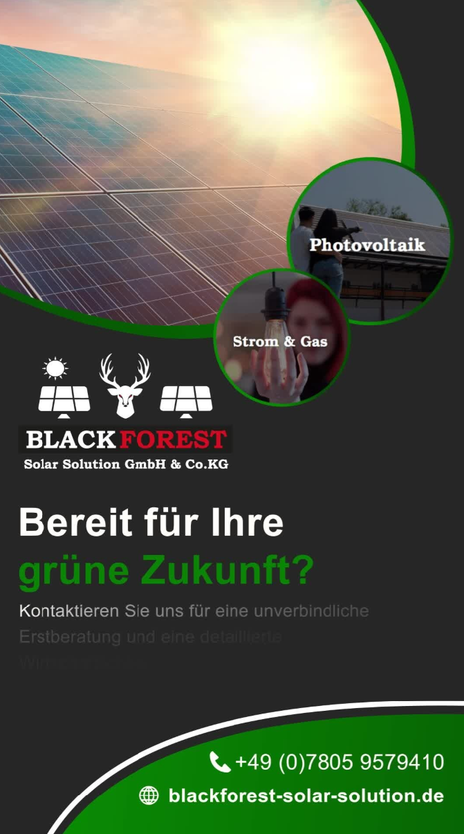 Black Forest Solar Solution Photovoltaik Video Werbebanner Design